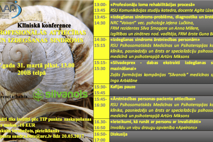 Klīniskā konference PROFESIONĀLĀS ATTIECĪBAS UN IZDEGŠANAS SINDROMS